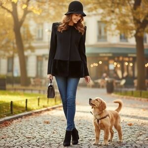 Nonoo New York Elegant Structured 100% Wool Coat w/Real Fur Trim Size 8